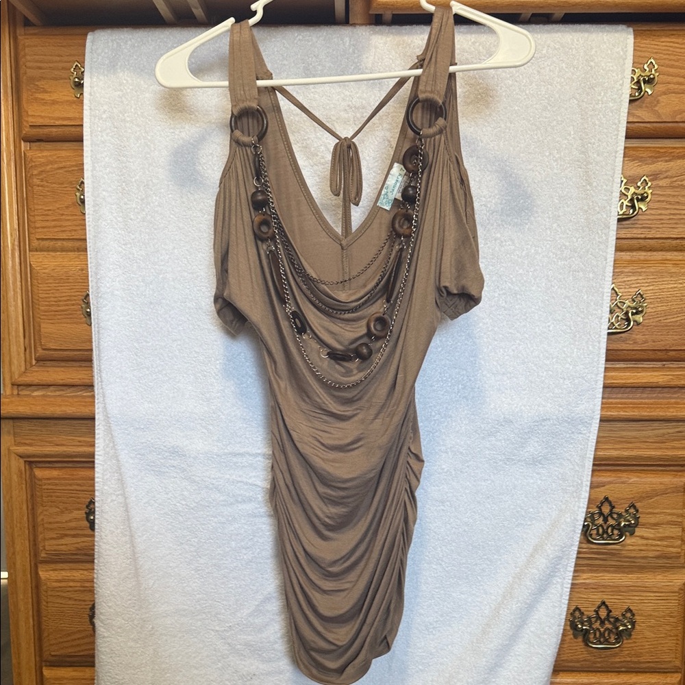 January 7 Brown Ruched Blouse